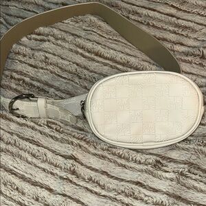 Ivory Checkered Belt Bag